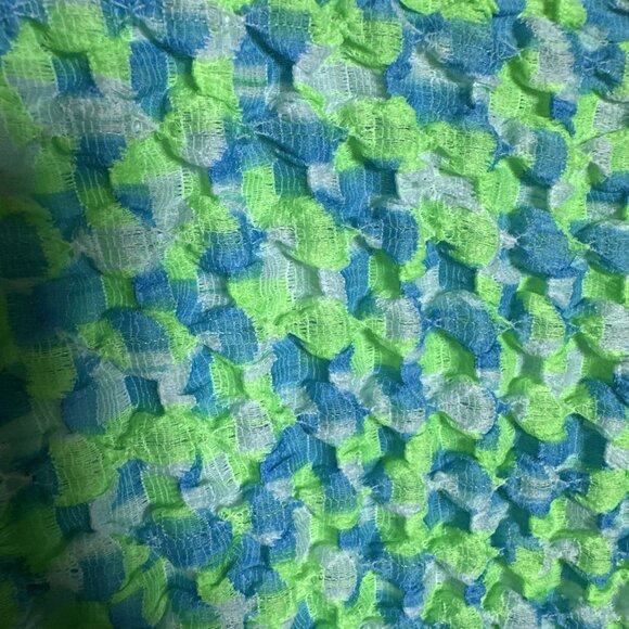 ASOS Men’s XL Puckered Texture Crinkly Long Sleeve Top Lime Green Y2K Checker - Picture 9 of 12